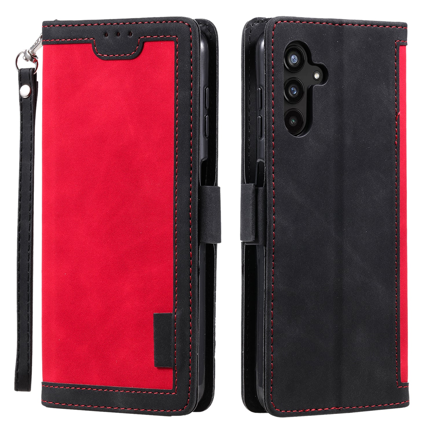 For Samsung Galaxy A24 4G Leather Phone Case Stand Wallet Retro Color Splicing Cover with Strap For Samsung Galaxy A24 4G Leather Phone Case Stand Wallet Retro Color Splicing Cover with Strap